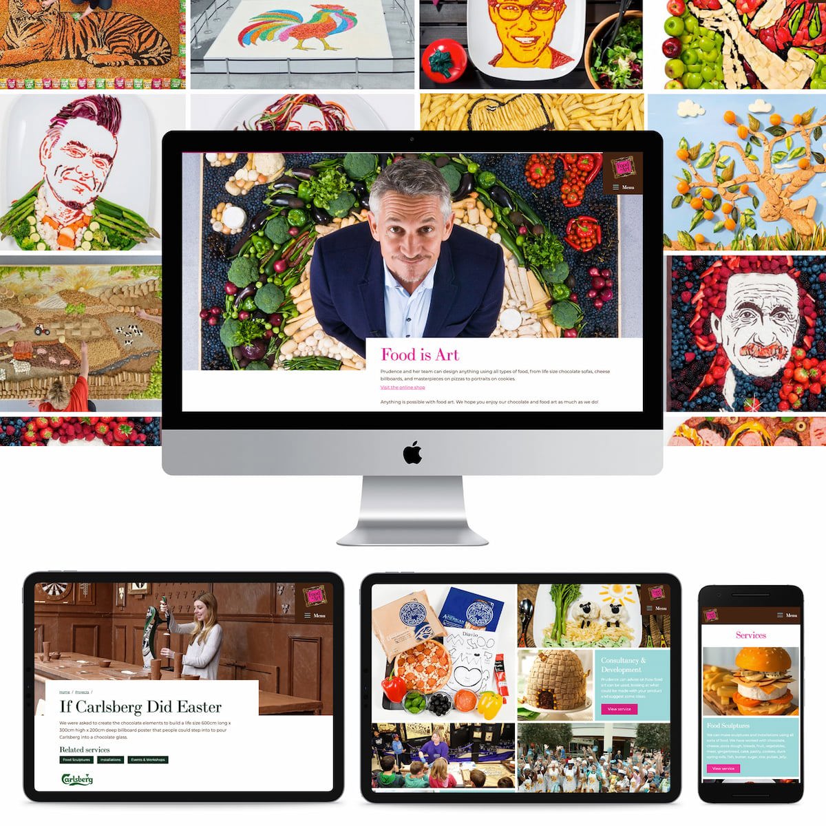 Food is Art bespoke website on multiple devices