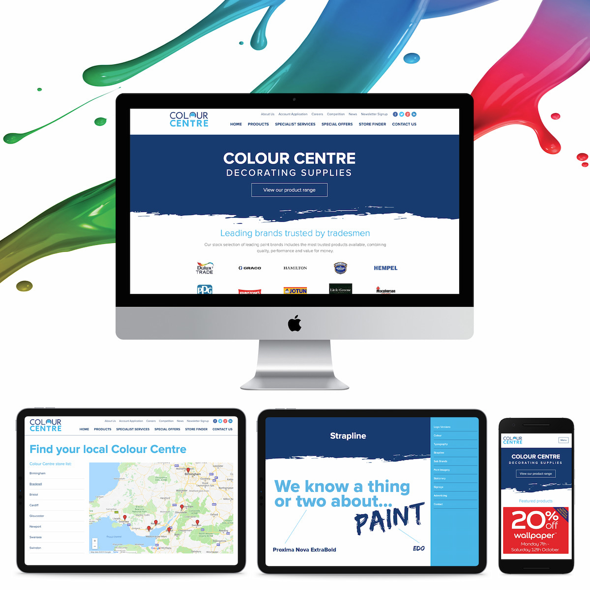Colour Centre bespoke website on multiple devices