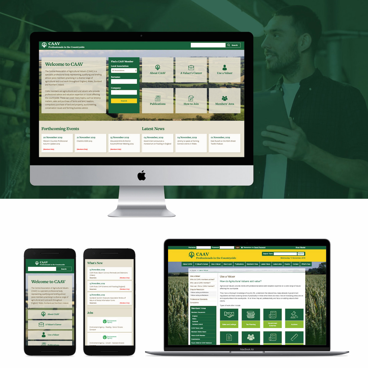 CAAV bespoke website on multiple devices