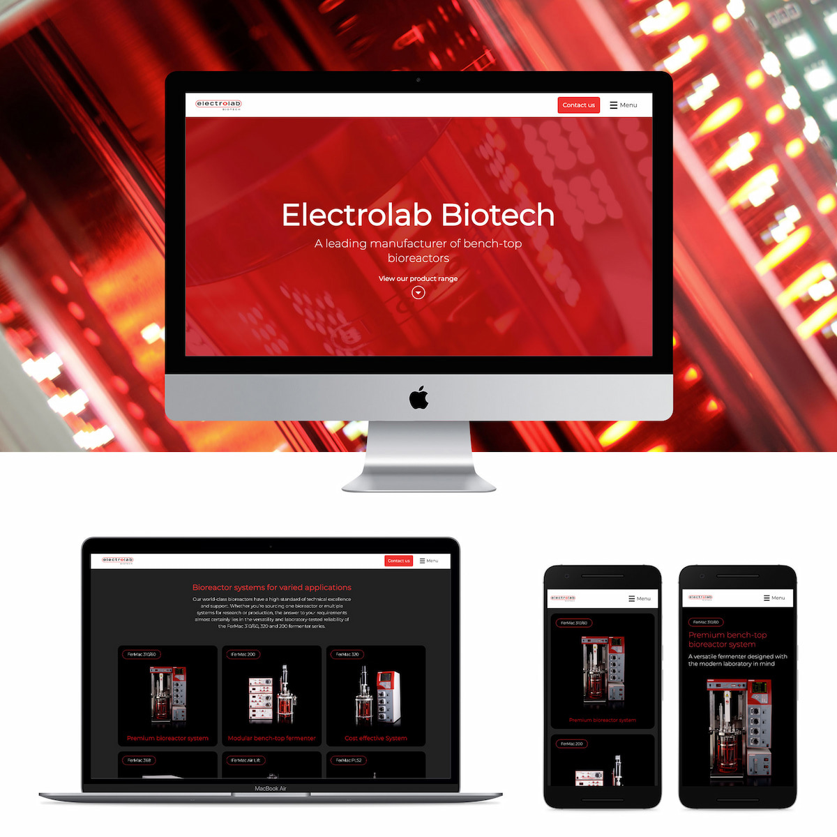 Electrolab bespoke website on multiple devices